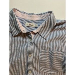 Vineyard Vines Classic Fit Shirt Mens XL Blue Striped Button Short Sleeve